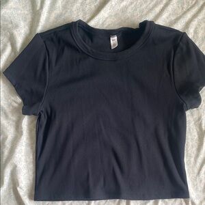 Classic Black Ribbed Women's Top